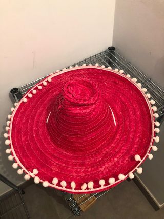 Sombrero Mexicano Rojo con Madroños Blancos