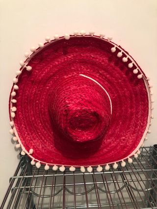 Sombrero Mexicano Rojo con Madroños Blancos