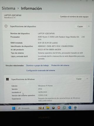 Portátil Huawei Matebook D14