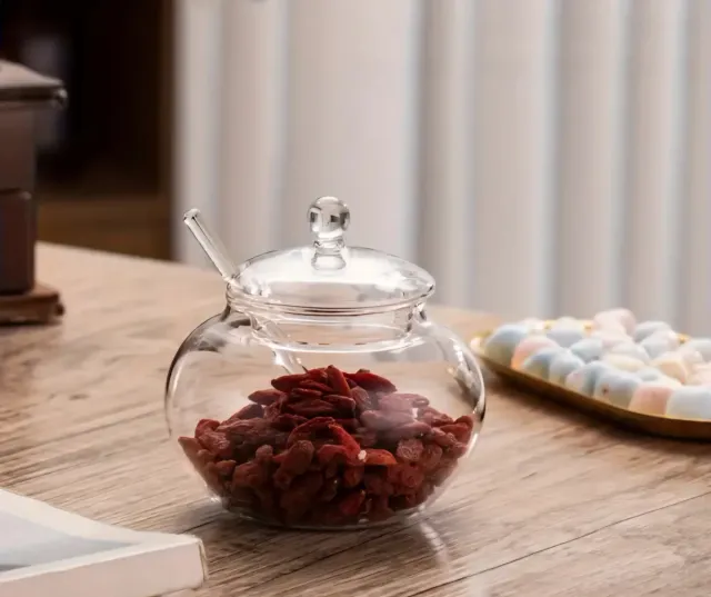 Azucarero de cristal con cuchara