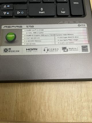 Portatil Acer Aspire 5750 - Para piezas