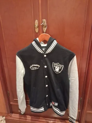 Chaqueta Raiders Hombre Negra y Gris