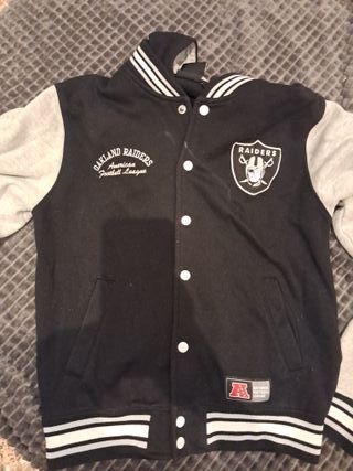 Chaqueta Raiders Hombre Negra y Gris