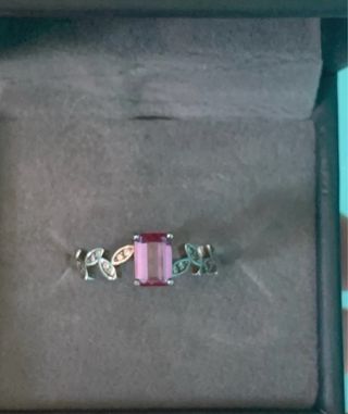 Anillo Plata con Alejandrita Laboratorio Rosa