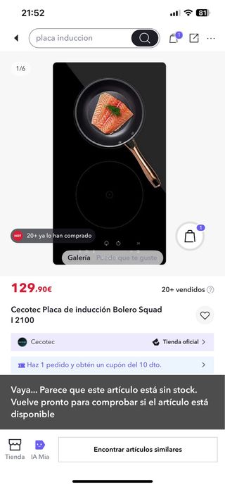 Placa de inducción Cecotec Bolero Squad