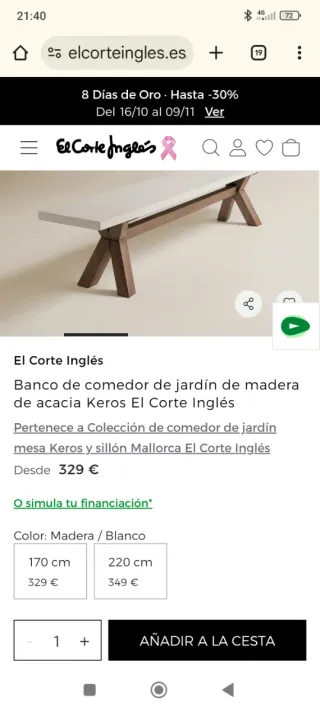 Banco de jardín madera acacia Keros