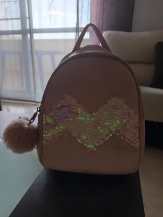 Mochila infantil lentejuelas rosa