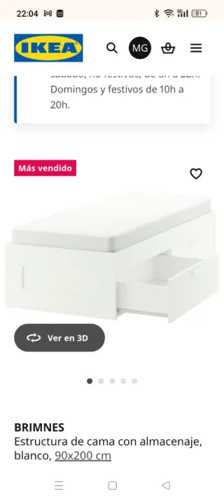 Cama 90x200 con almacenaje y somier incluido