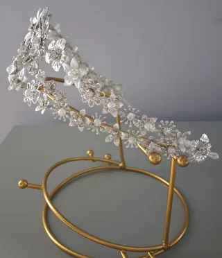 Tiara Novia Plata y Blanco