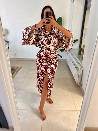 Conjunto Zara Top y Falda Estampado Satén