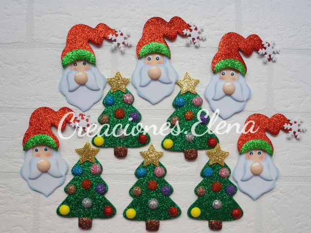 Imanes Navideños de Papá Noel y Árboles