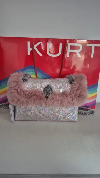 Bolso Kurt Geiger rosa y plateado con pelo
