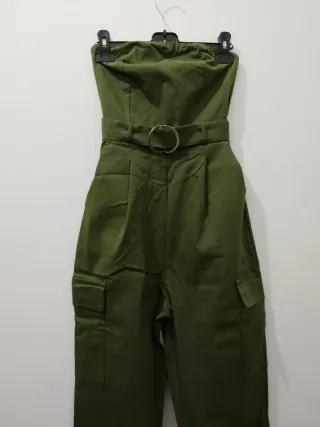 Tuta verde militare donna con cintura