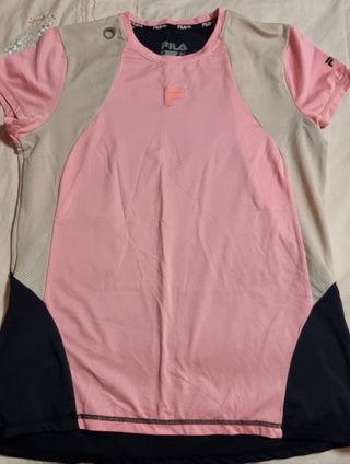 Camiseta Fila Mujer Rosa y Beige