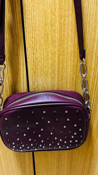 Bolso Parfois Granate Tachuelas Cadena