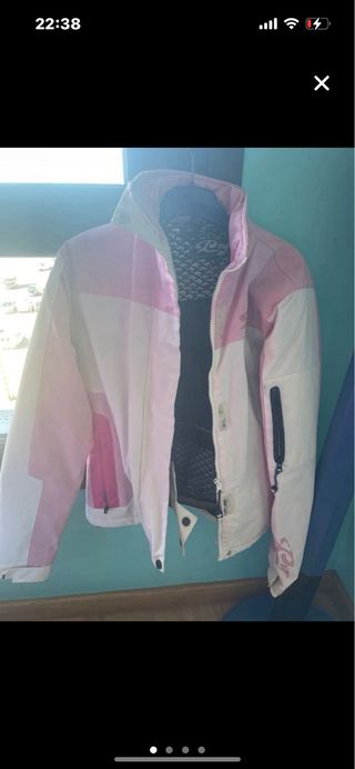 Chaqueta de esquí Roxy rosa y blanca