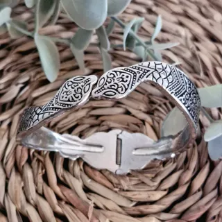 Pulsera Vintage Doble Cabeza Serpiente Plata