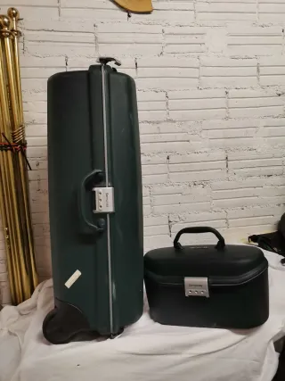 Maleta grande y neceser verde Samsonite