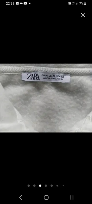 Sudadera Zara Blanca Nueva Talla M-L