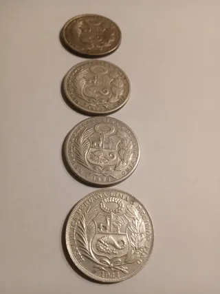 Lote 4 Monedas Plata del peru