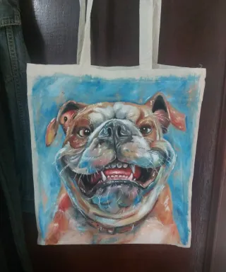 Bolsa Tote Bulldog Pintada
