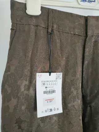 Pantalón Zara Jacquard Seda y Viscosa