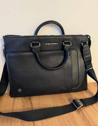 Borsa a tracolla Piquadro blu scuro in pelle
