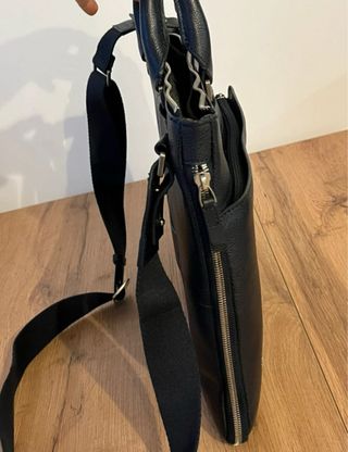 Borsa a tracolla Piquadro blu scuro in pelle