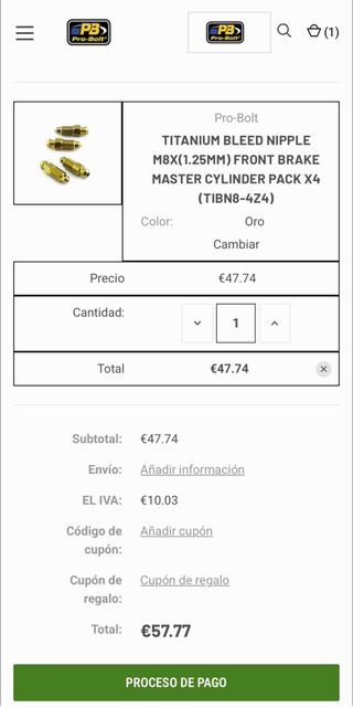 Tornillos Titanio Purga Pinzas Freno Pro-Bolt