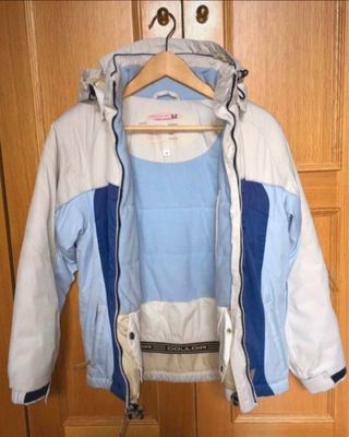 Cappotto da sci impermeabile blu e bianco