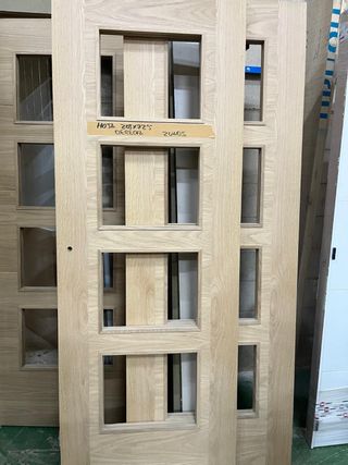 Puertas Roble Sin Barnizar con Vidrieras (2uds)