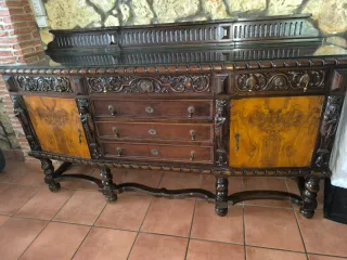 Mueble comedor antiguo madera y cristal