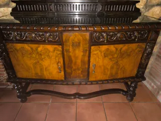 Mueble comedor antiguo madera y cristal