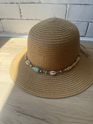 Sombrero de paja mujer con abalorios