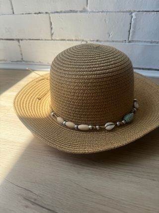 Sombrero de paja mujer con abalorios