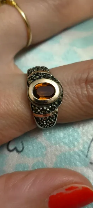 Anel antigo prata com pedras marcassitas
