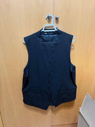 Traje Zara Cuadros Azul y Negro