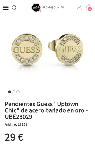 Pendientes Guess.
Acero bañado en oro. Circonitas