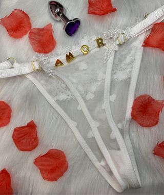 Calcinha Renda Branca Coração Amor Tamanho Único