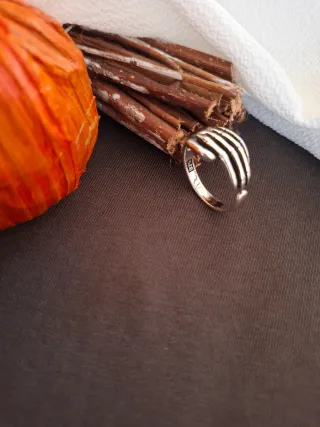 Anillo Mano Esqueleto Plata 925 Ajustable
