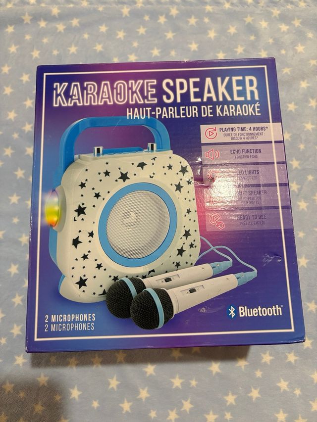 Coluna Karaoke com 2 Microfones Bluetooth