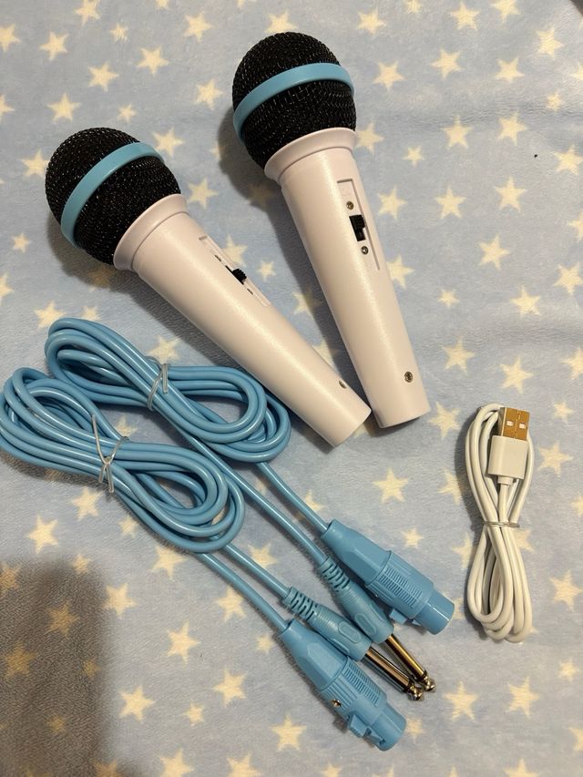 Coluna Karaoke com 2 Microfones Bluetooth