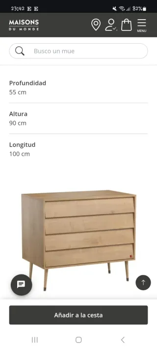 Cómoda nórdica 4 cajones madera roble