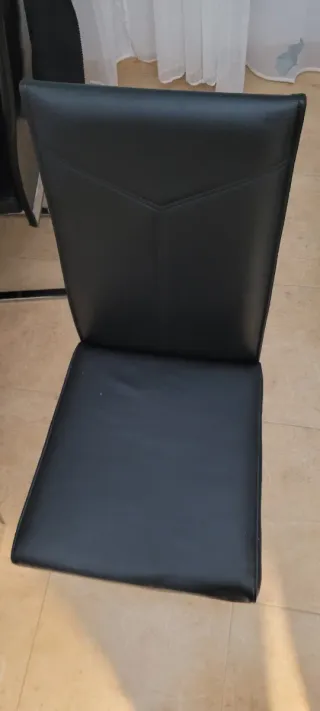 Juego 6 Sillas Comedor Piel Negra