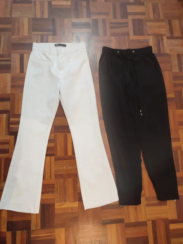 2 Pantalones Zara Negro y Blanco