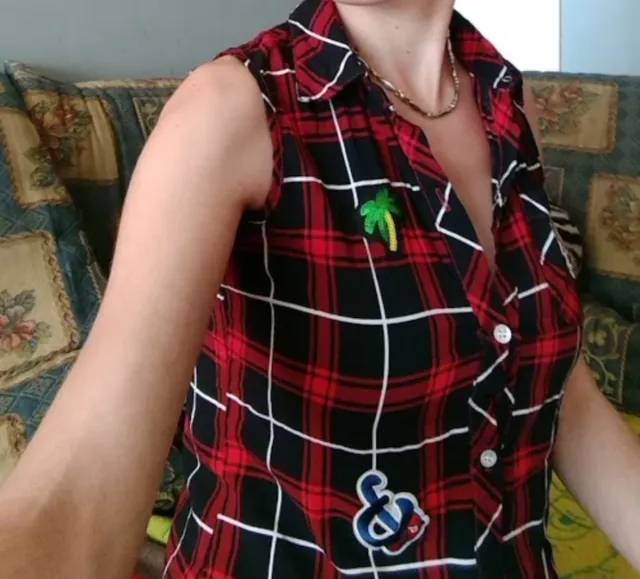 Camiseta cuadros sin mangas