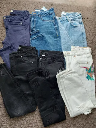Lote 6 Pantalones Vaqueros Zara, Bershka, Pull T38
