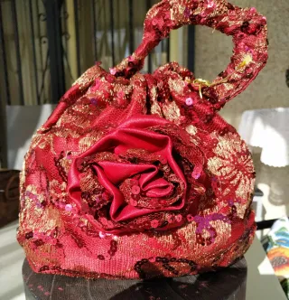 Bolso Bombonera Fiesta Artesanal Rojo Dorado