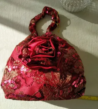 Bolso Bombonera Fiesta Artesanal Rojo Dorado