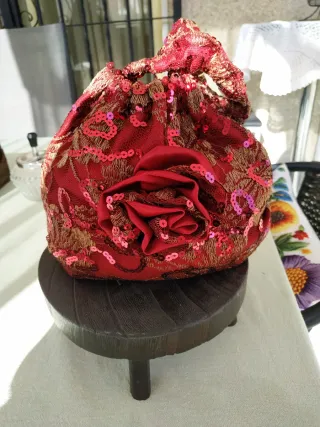 Bolso Bombonera Fiesta Artesanal Rojo Dorado